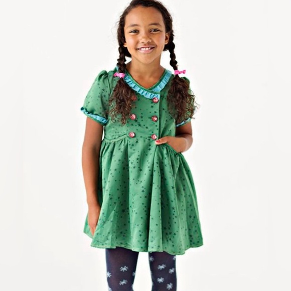 Matilda Jane Constellation Little Girl Dress in Green and Turquoise - Picture 1 of 11